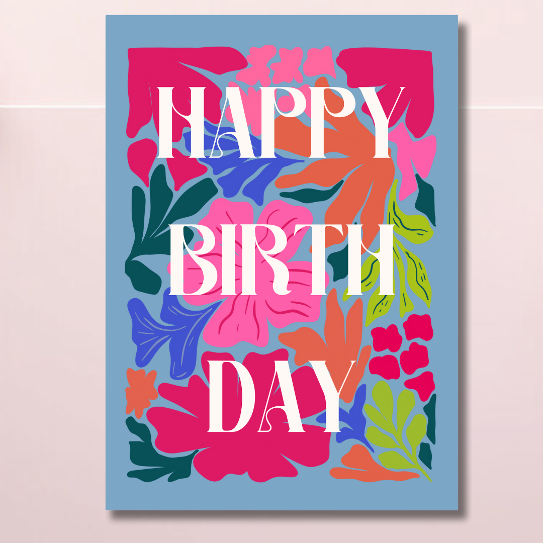 Happy Birthday Multicolour Flowers Card