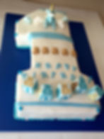 1st Birthday Teddy Bear Blocks Cake