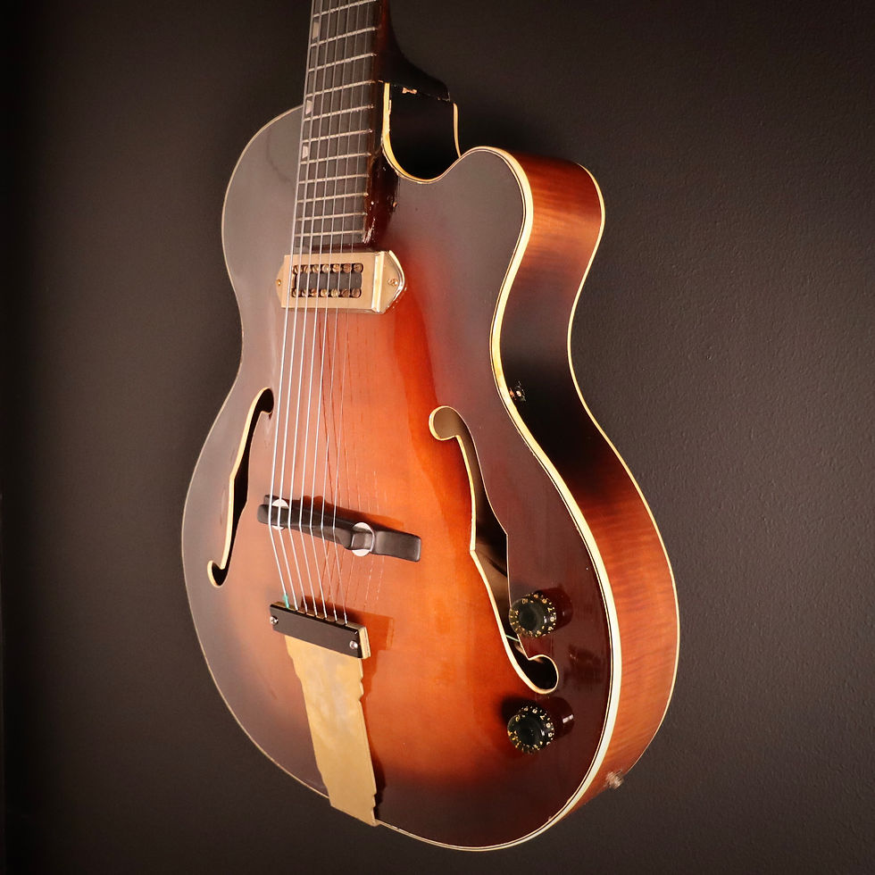 Thumbnail: 1973 Carl Barney 7-string Archtop made for Bucky Pizzarelli