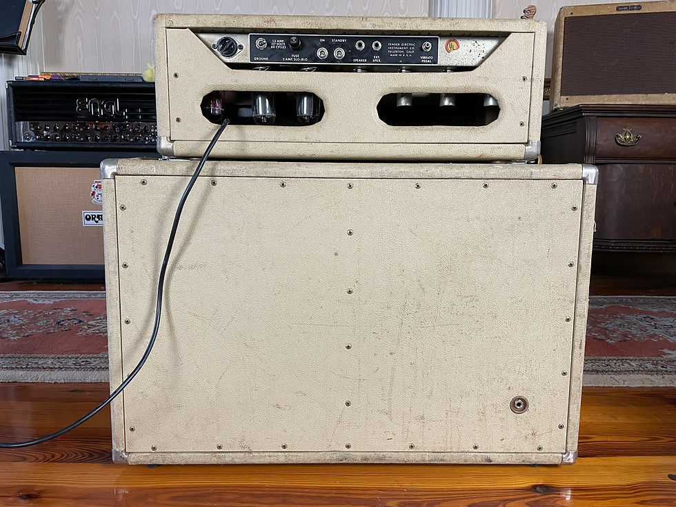 Thumbnail: SOLD - 1964 Fender Tremolux piggyback Head and Cabinet