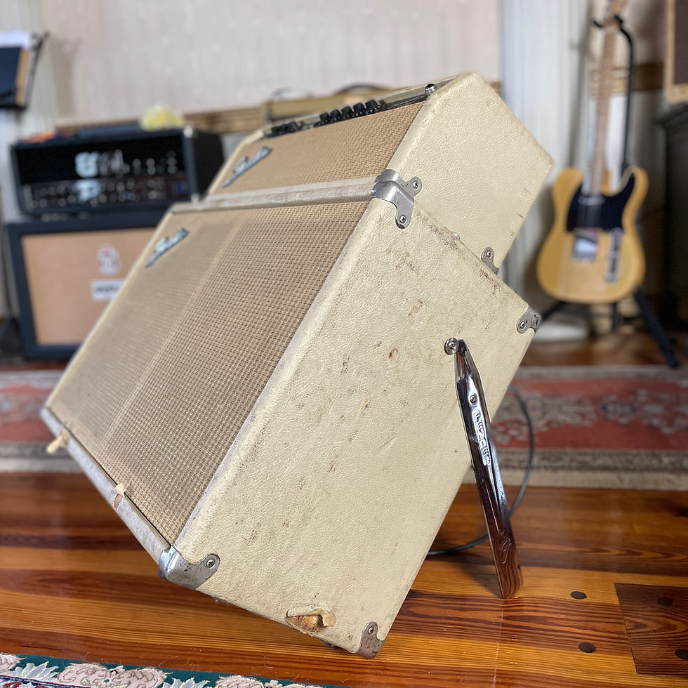 Thumbnail: SOLD - 1964 Fender Tremolux piggyback Head and Cabinet