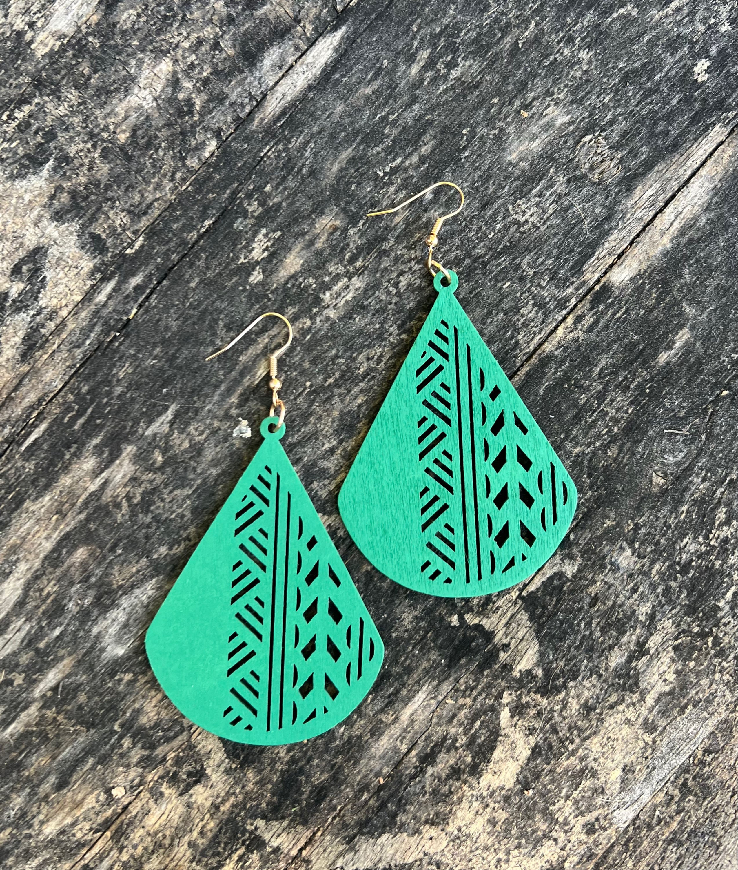 Teardrop Wooden Earrings 
