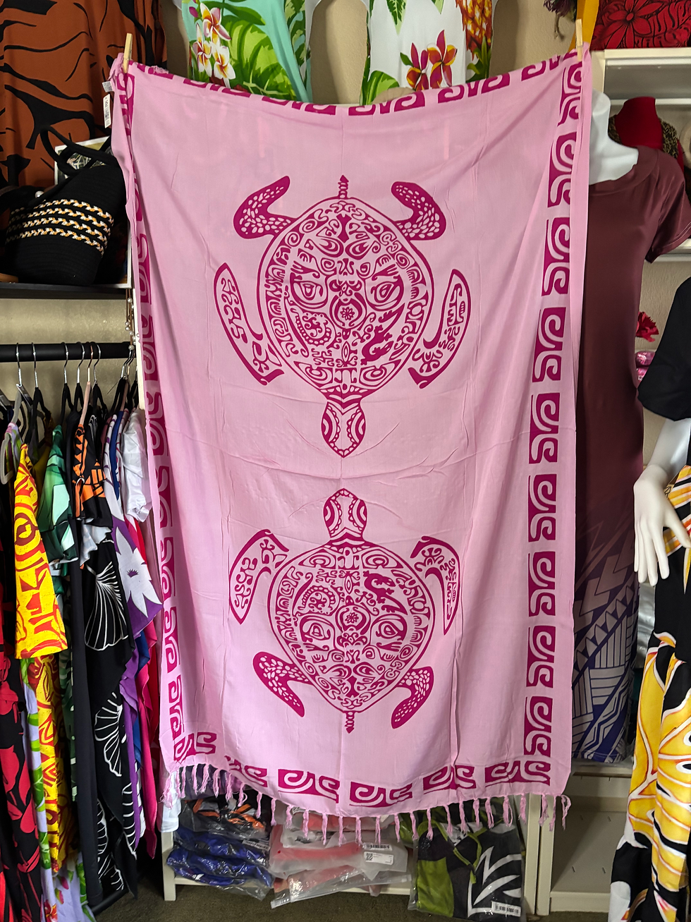 Thumbnail: Honu (turtle) Design Sarongs with fringes.