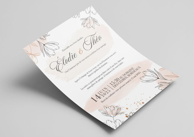Invitation de mariage avec texte, Collection Signature - Mariage, papeterie mariage sur mesure.