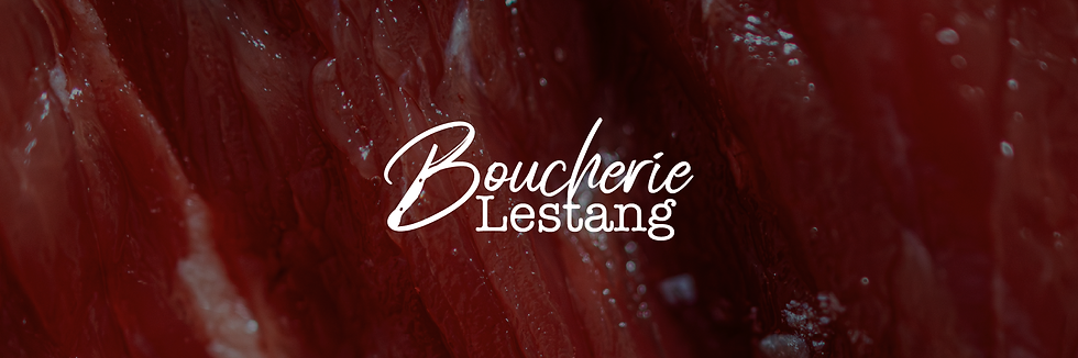 Logo Boucherie Lestang, boucherie artisanale, identité rétro rouge profond et beige