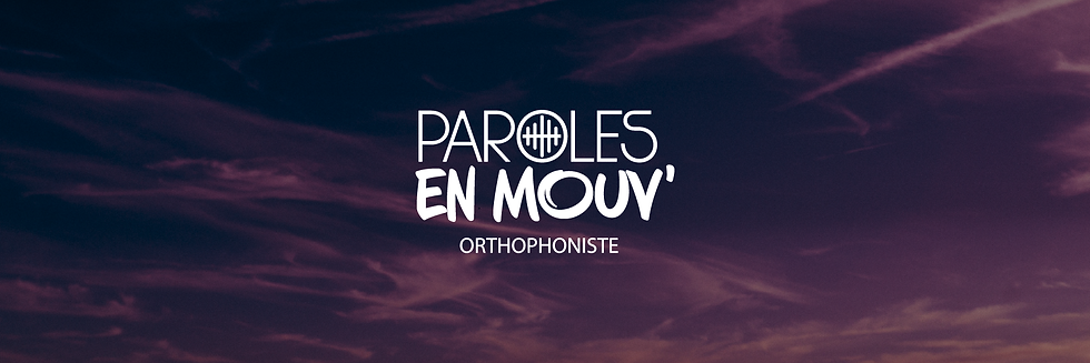 Logo Paroles en Mouv', orthophoniste, identité lilas et bleu ciel, ondes et bulles de parole
