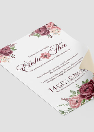 Invitation de mariage avec détails et texte, Collection Mariage, papeterie mariage sur mesure.