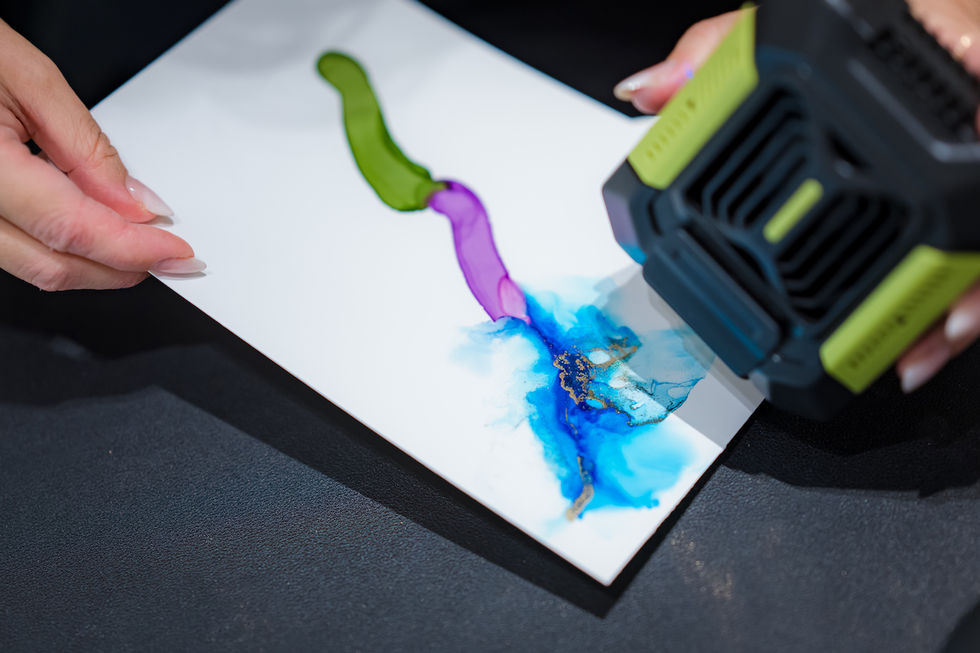 onsite alcohol ink painting at media and KOL event