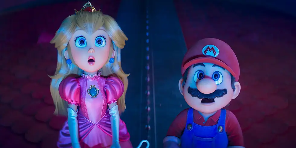XXL-Vorschau 2026: Prinzessin Peach und Mario blicken staunend nach oben in einer Szene aus „Der Super Mario Galaxy Film“.