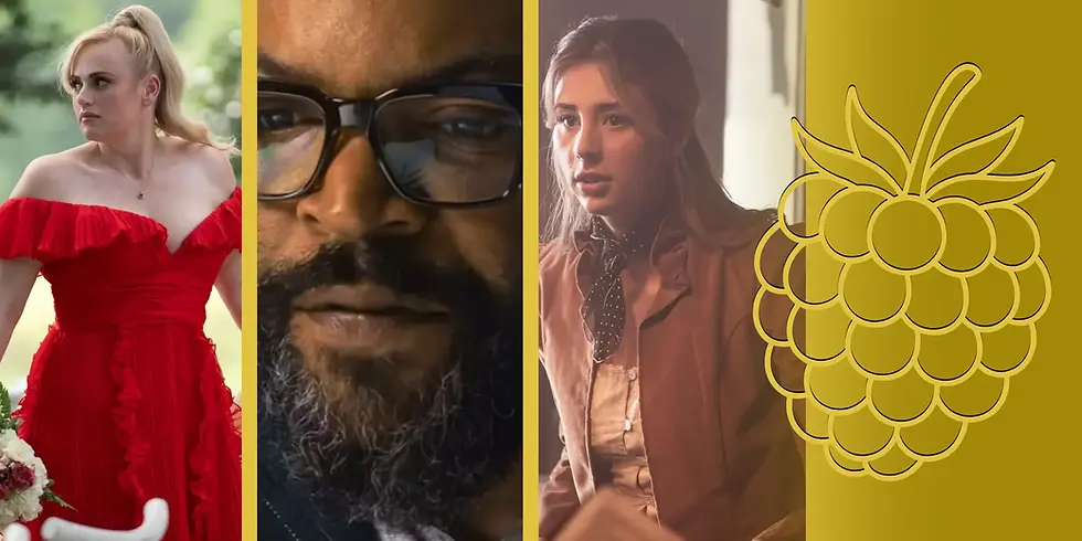 Collage zu den Razzie Awards 2026: Rebel Wilson aus „Bride Hard“, Ice Cube aus „Krieg der Welten“ und Scarlet Rose Stallone aus „Gunslingers“, daneben eine stilisierte Himbeer-Grafik als Symbol für die Goldene Himbeere.Collage zu den Razzie Awards 2026: Rebel Wilson aus „Bride Hard“, Ice Cube aus „Krieg der Welten“ und Scarlet Rose Stallone aus „Gunslingers“, daneben eine stilisierte Himbeer-Grafik als Symbol für die Goldene Himbeere.