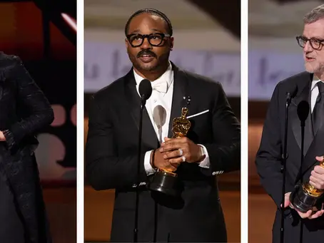 Autumn Durald Arkapaw, Ryan Coogler und Paul Thomas Anderson halten ihre Oscars bei der 98. Verleihung der Academy Awards im Dolby Theatre in Hollywood.