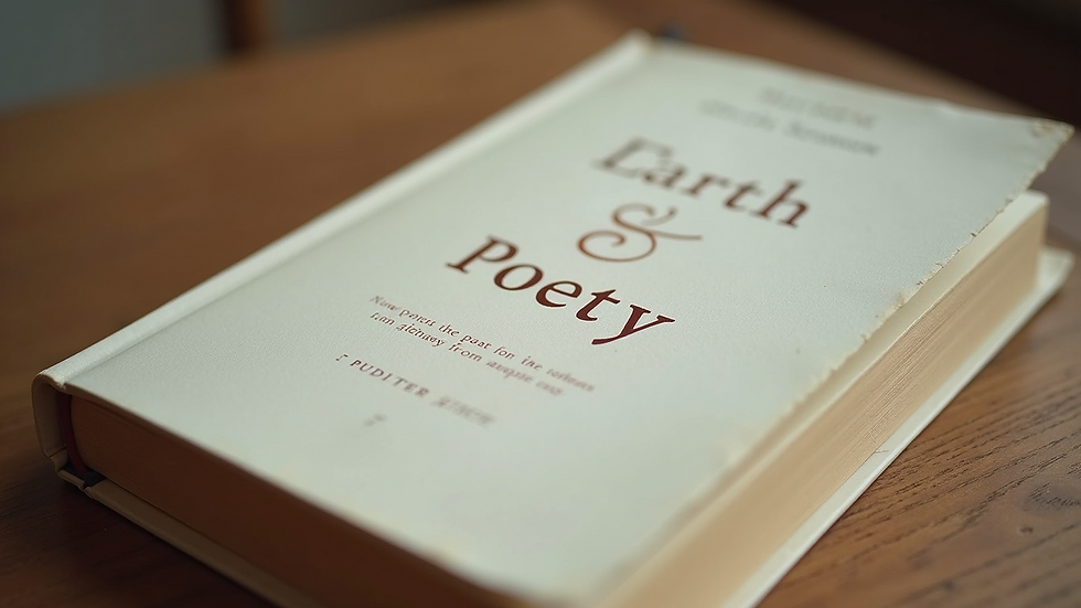 Close-up view of Judith Juste's poetry book cover with a soft background