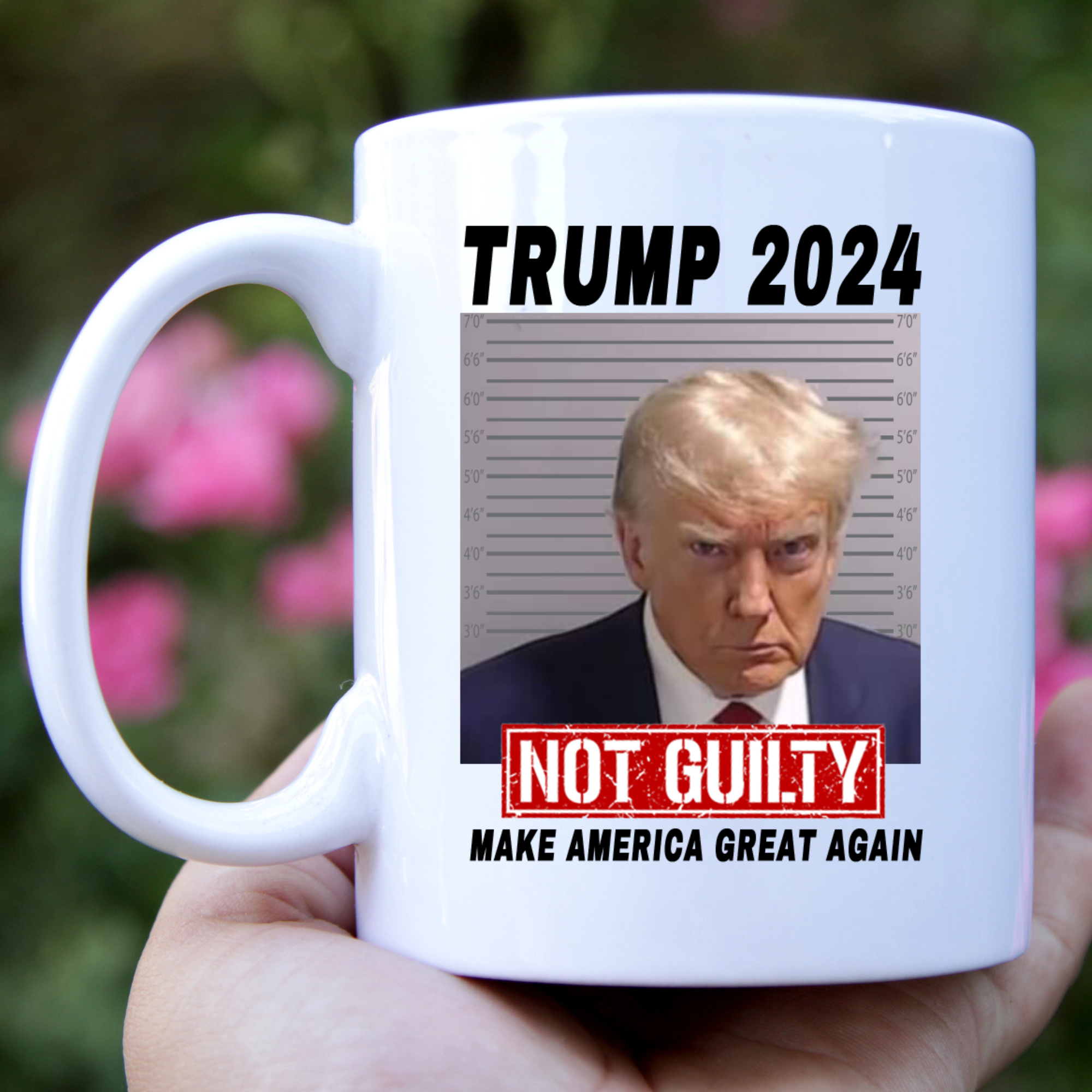 Donald Trump 2024 Not guilty, Mug Shot photo, Trump 2024 11oz Ceramic Coffee Mug