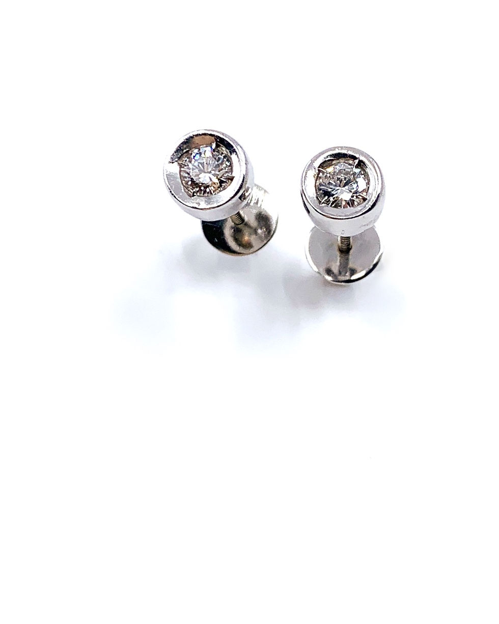 Thumbnail: Diamond Studs Bezel set Earrings 