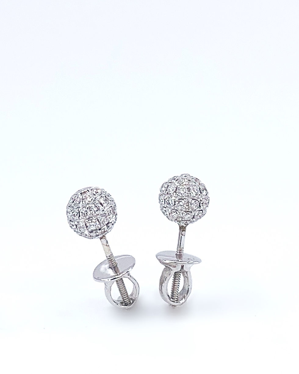 Thumbnail: Diamond Ball Pave Set Earrings 