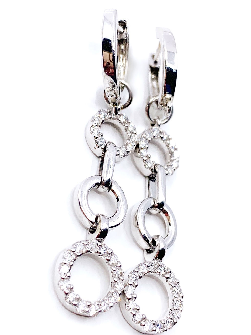 Diamond Double Drop Circel Huggie Earring