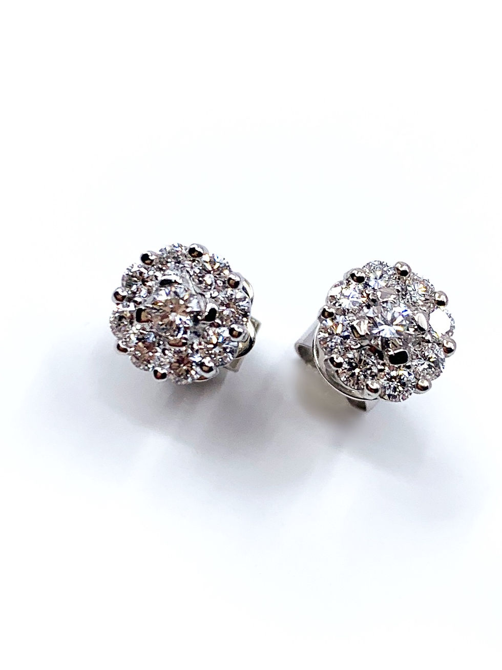 Diamond Floral Studs Halo Earrings