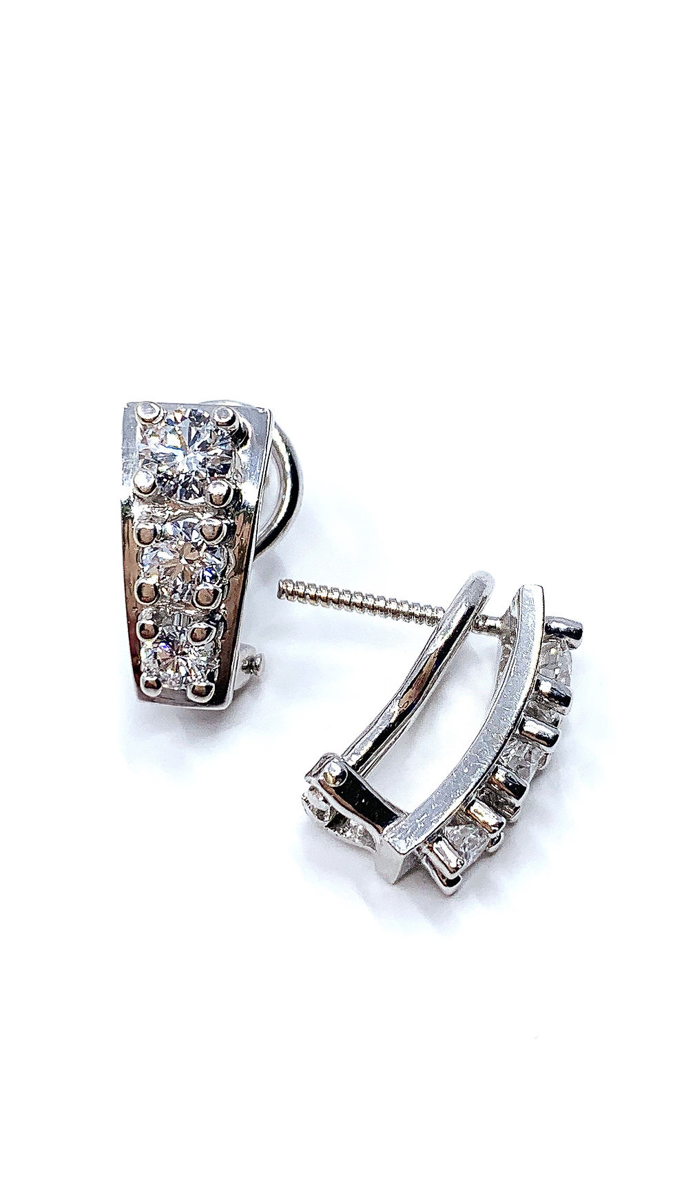 Thumbnail: Diamond Taped Hoop Earring With Omega back 
