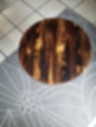 Thumbnail: Shou Sugi ban round wood side table.