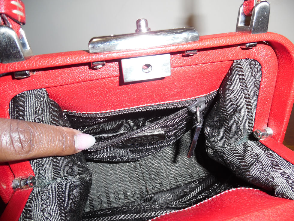Thumbnail: Prada Madras Cerniera Leather Handbag