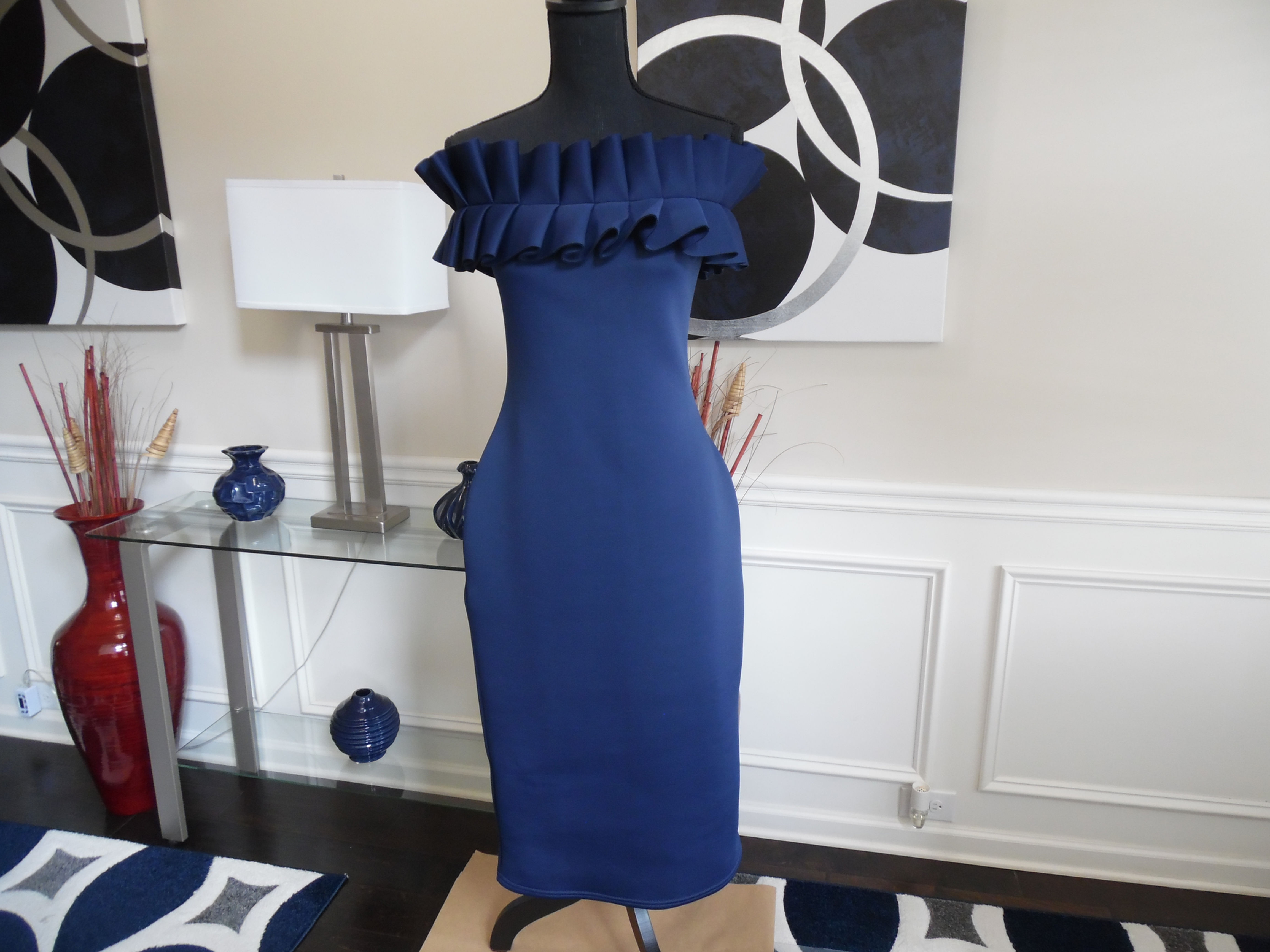 Quiz Ruffled Shoulder Cocktail Dress