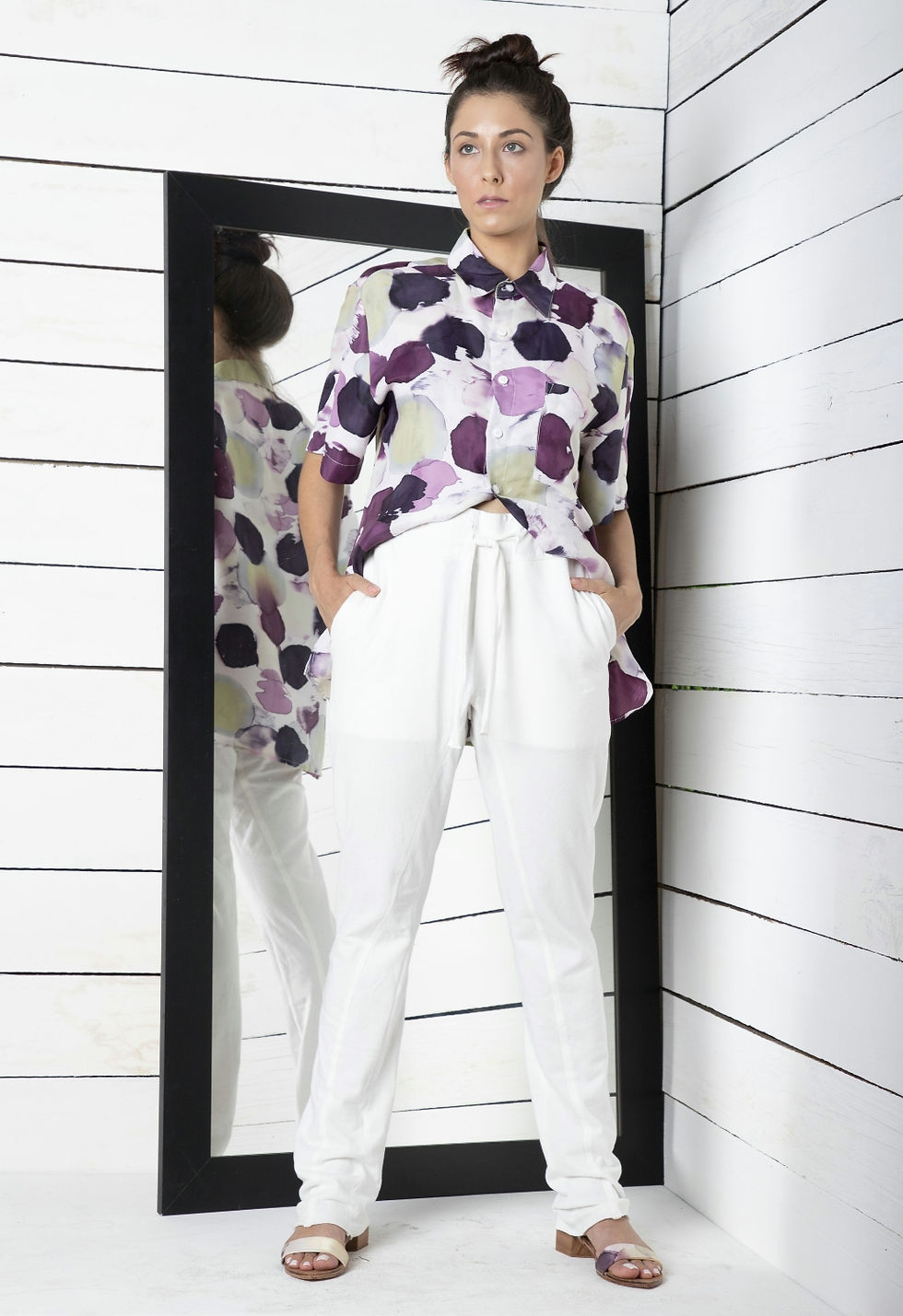 Calça Casual em Malha Piquet de Algodão Off