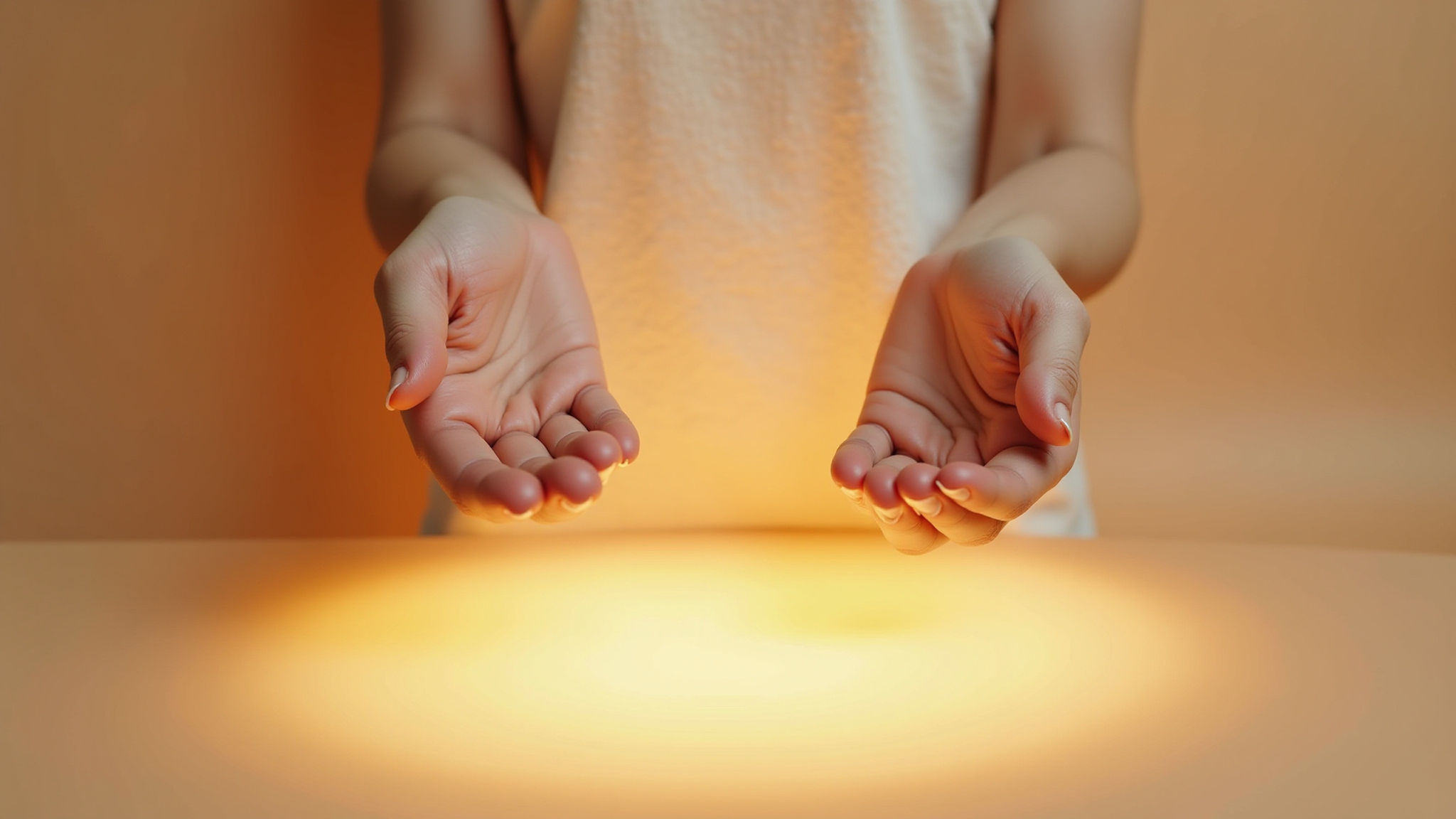 Hands extended with a glowing light