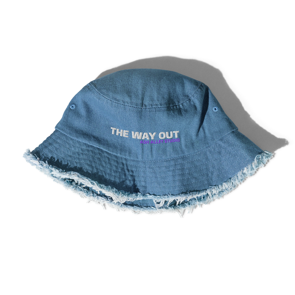 Thumbnail: Ash Alley (The Way Out) Distressed denim bucket hat