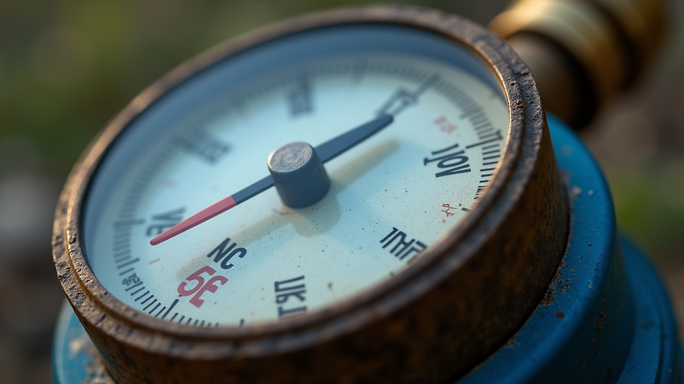 Close-up view of a water meter showing unusual readings