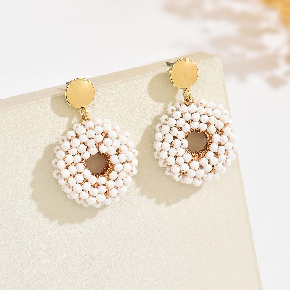 Thumbnail: Handmade round Bead Earrings Fashionable Minimalist Design Suitable for Parties 