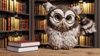 20250325_1728_Contemplative Owl Librarian_loop_01jq7xkdw4eb0s0wtpa0vb83z3.gif
