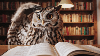 20250325_1725_Owl Librarian's Puzzling Problem_loop_01jq7xdfabedassnfsx1wa1520.gif