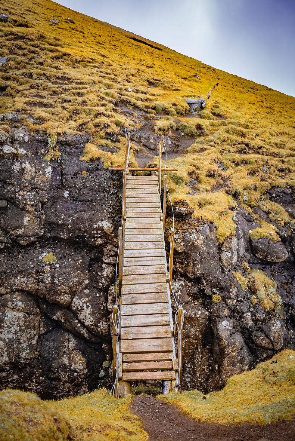Wooden bridge somewhere near Ásmundarstakkur sea stack