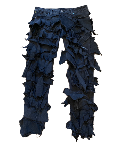Shredded Black Denim Stretch Pant