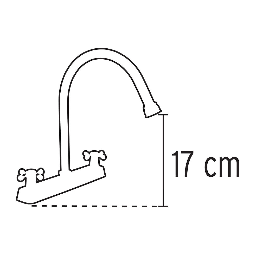 Miniatura: Mezcladora para fregadero, cruceta, cuello curvo,Basic