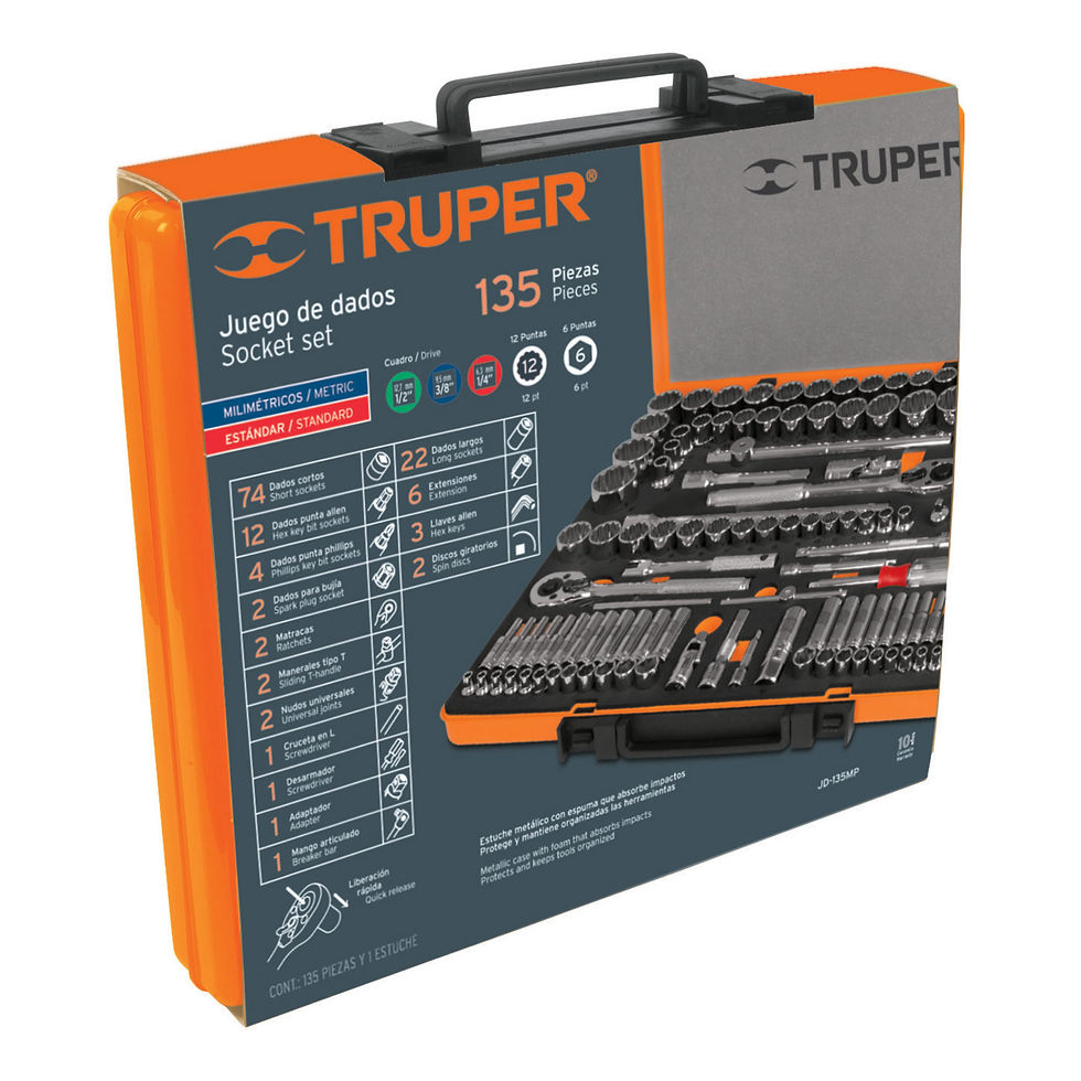 Miniatura: Juego 135 herramientas 1/4', 3/8' y 1/2' std y mm p/mecánico