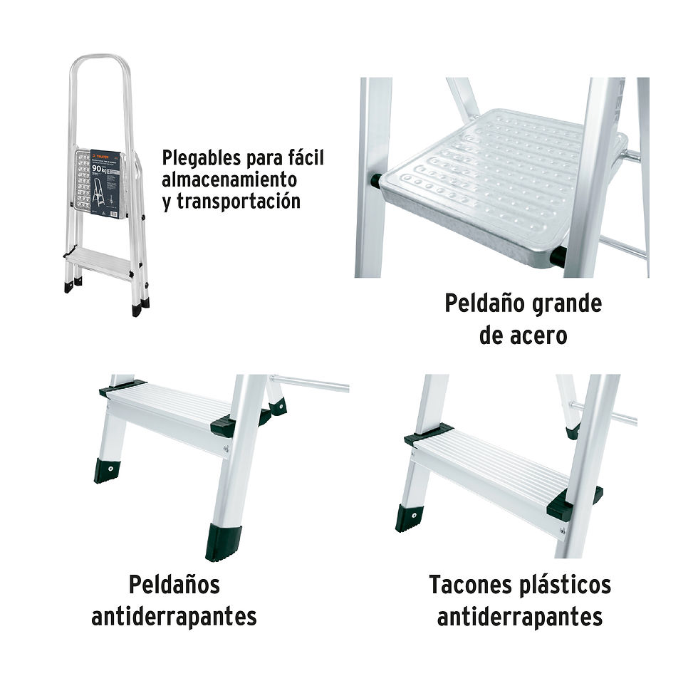 Miniatura: Escalera tubular, plegable, 2 peldaños, aluminio