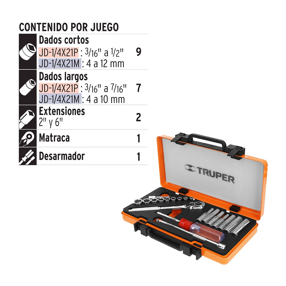 Miniatura: Juego de 20 herramientas cuadro 1/4' std para mecánico
