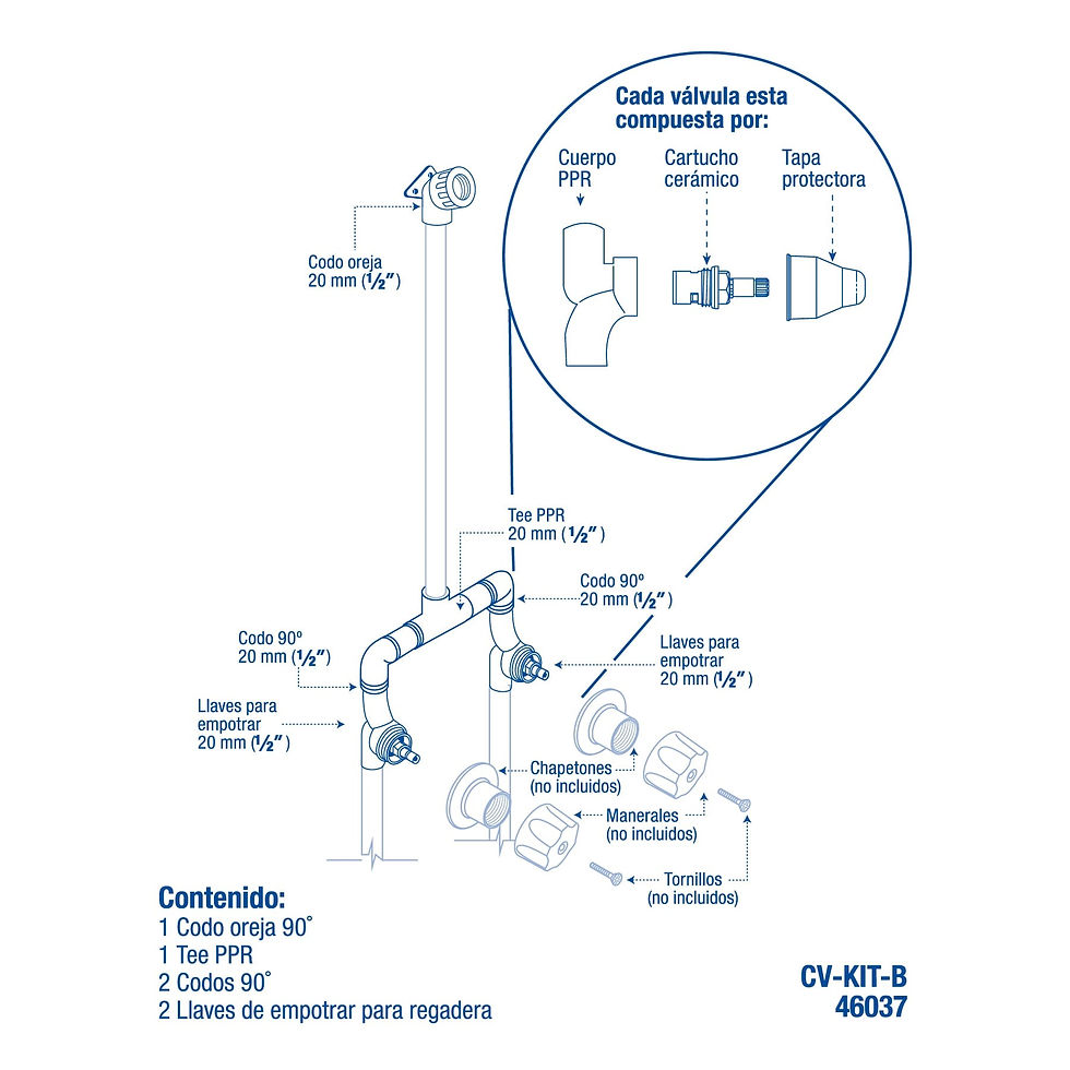 Miniatura: KIT conexiones PPR para instalación regadera, sin manerales