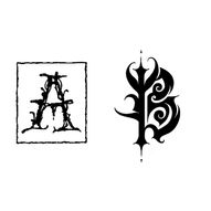 the letters A and B in stylized lettering