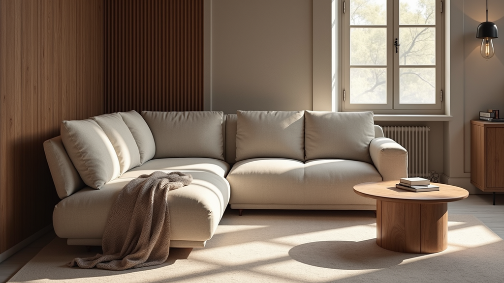 High angle view of luxury furniture materials including wood, metal, and fabric