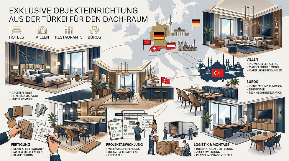 Exklusive Objekteinrichtung aus der Türkei: Hotels, Villen, Restaurants und Büros im DACH-Raum