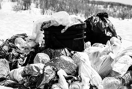 A pile of plastic collected along a smal