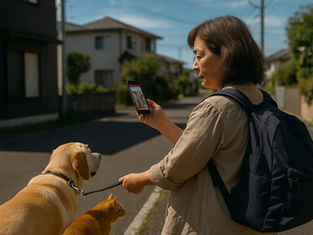 ファボアプリで避難所を確認しながら訓練中
