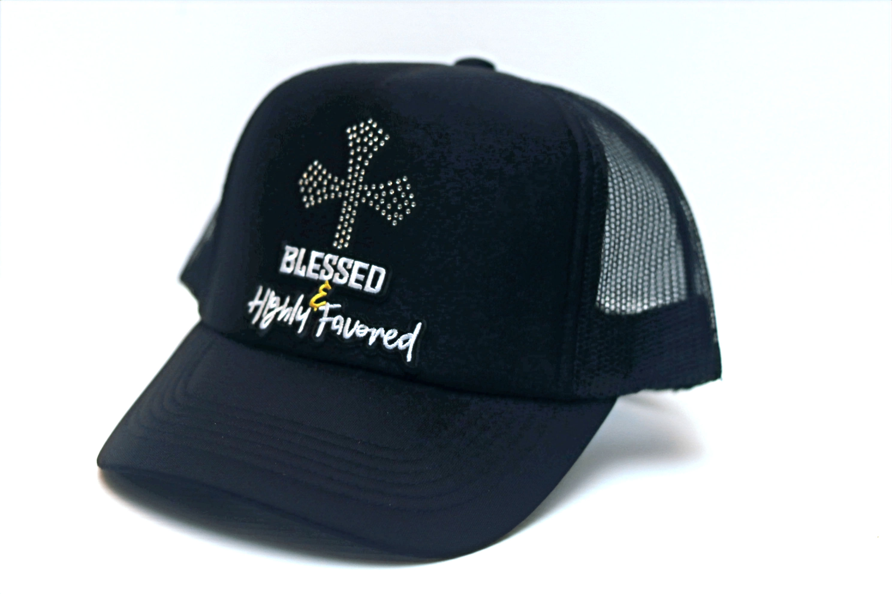 Black Blessed and Highly Favored-Studded Cross
