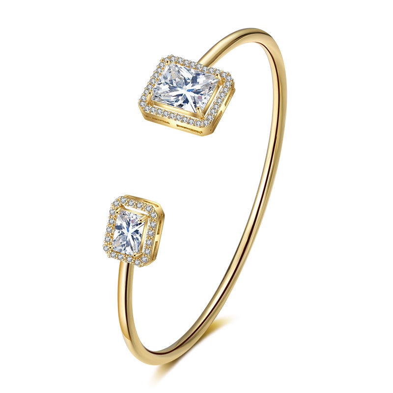 Thumbnail: Dual Stone Cuff Bracelet | Crystal Pavé | Liyvora
