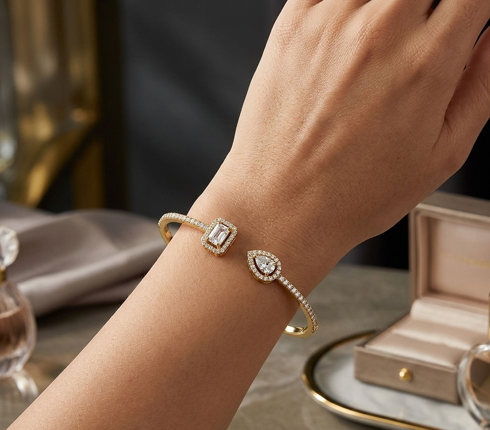 Thumbnail: Dual Stone Cuff Bracelet | Crystal Pavé | Liyvora