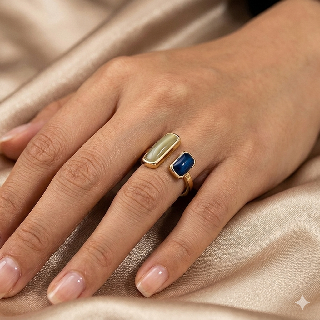 The Marseille Duo Ring – Ocean & Alabaster | Liyvora