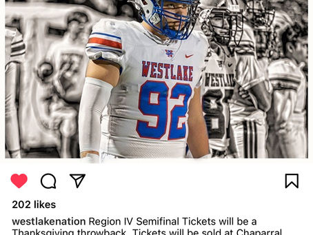 Westlake Football Region IV Semifinals-Ticket Information for Friday's Game at the Alamodome