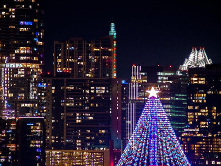 Christmas Night Skyline Austin Texas